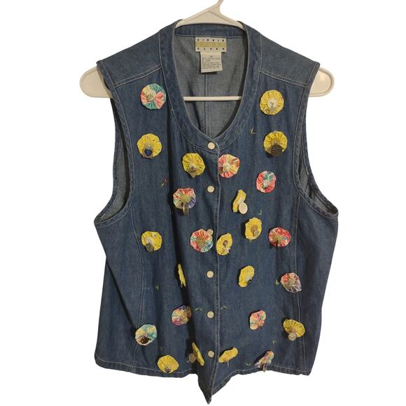 Sigrid Olsen Tops - Vintage Sigrid Olsen Sport Denim Vest Large With Balfour Sorority Pins Unique